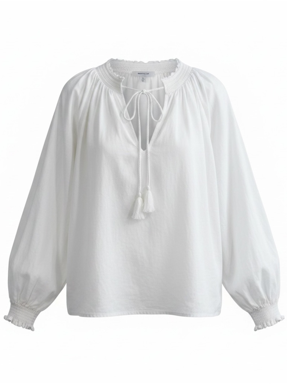 Old Navy Peasant Blouse Women’s M White V-Neck W/Ties Puffy Long Sleeves Boho